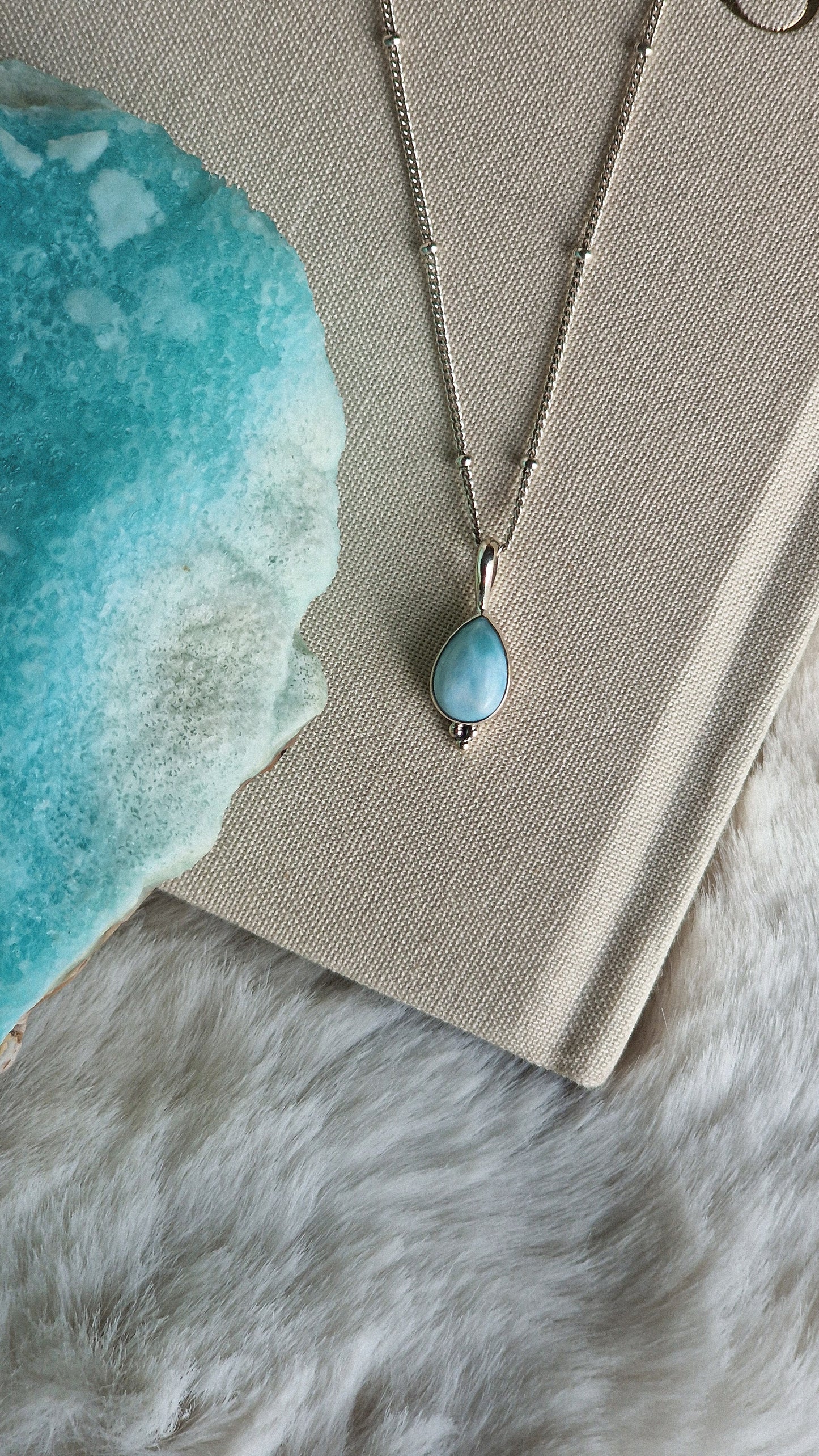 Larimar Teardrop Sterling Silver Necklace