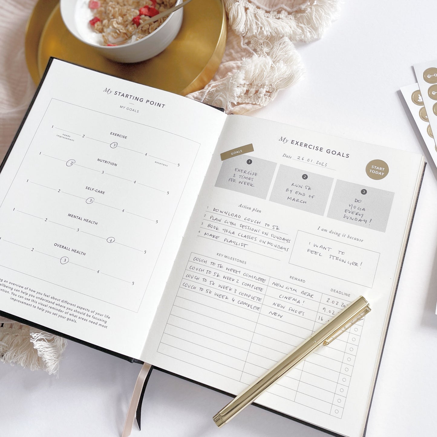 Blush & Gold Fitness Planner